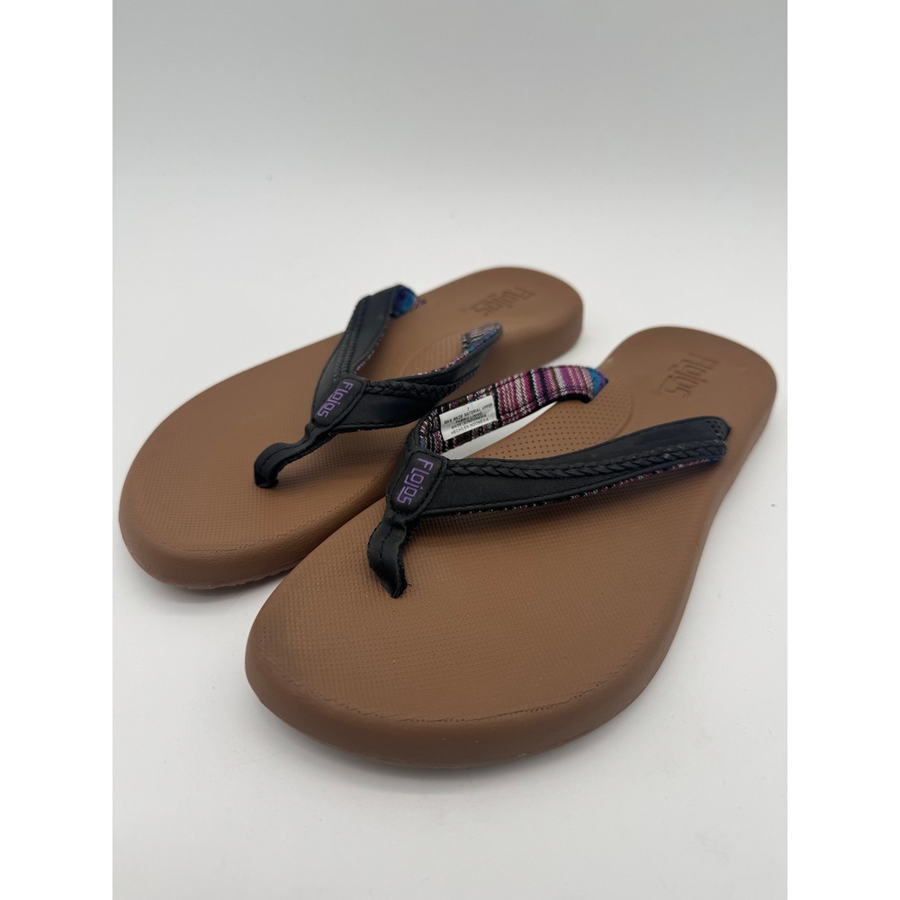 Flojos Flip Flops Black Women's Size 7 Comfort Sandals Casual Thong